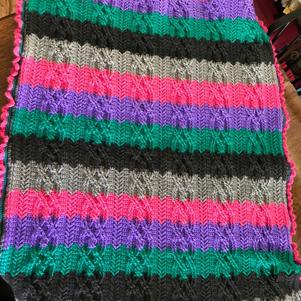 Handmade cable stitch adult blanket